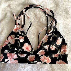 Victoria’s Secret PINK Black and Pink Floral Bra-lette Size Small EUC